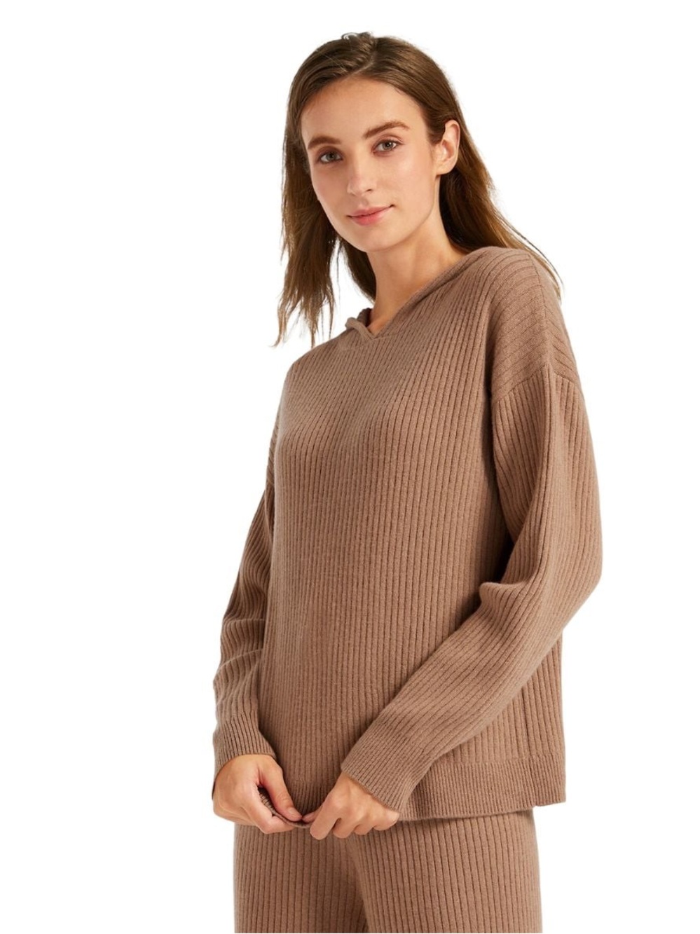 LILYSILK | Women’s Ribbed Pure Cashmere Sweater Hoodie